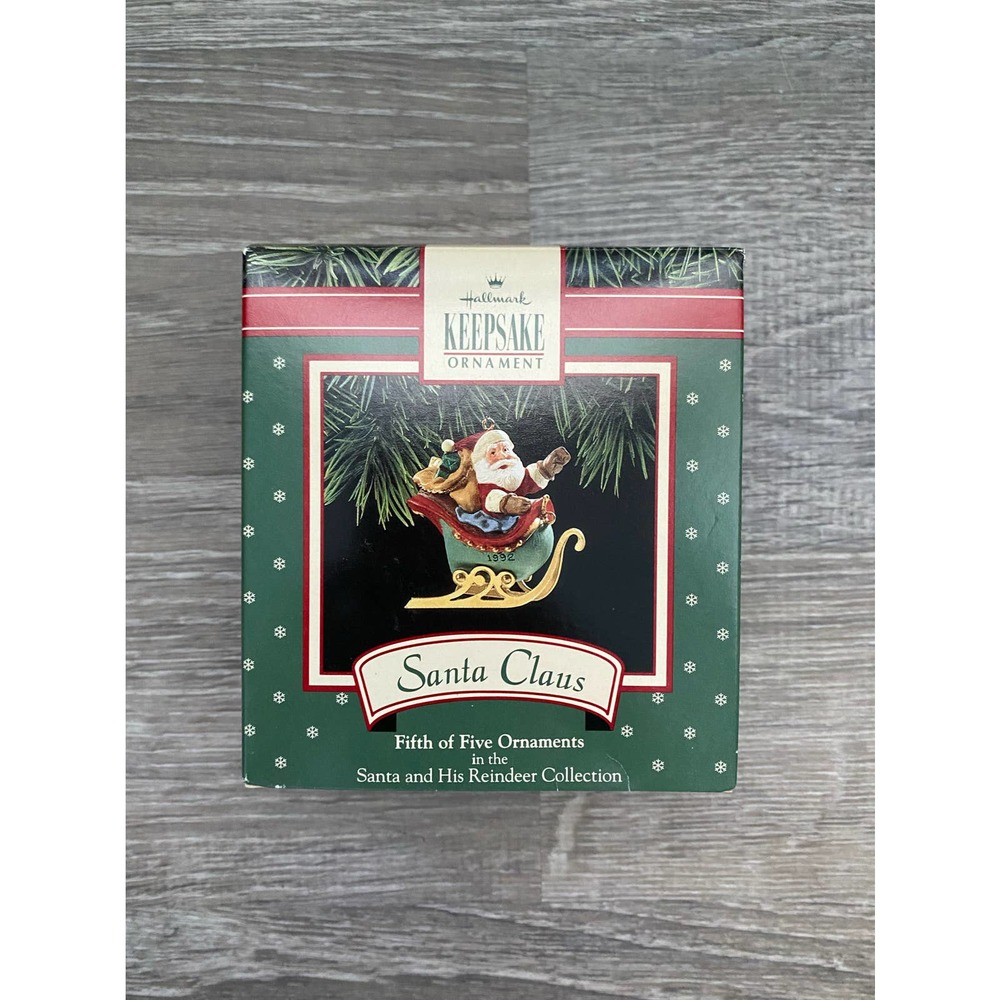 1992 SANTA CLAUS in Sleigh Hallmark Keepsake Ornament
